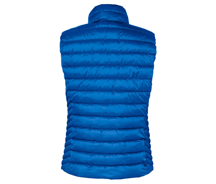 Rückansicht einer blauen Steppweste.
