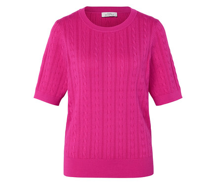 Feinstrickpullover mit Zopfmuster, pink