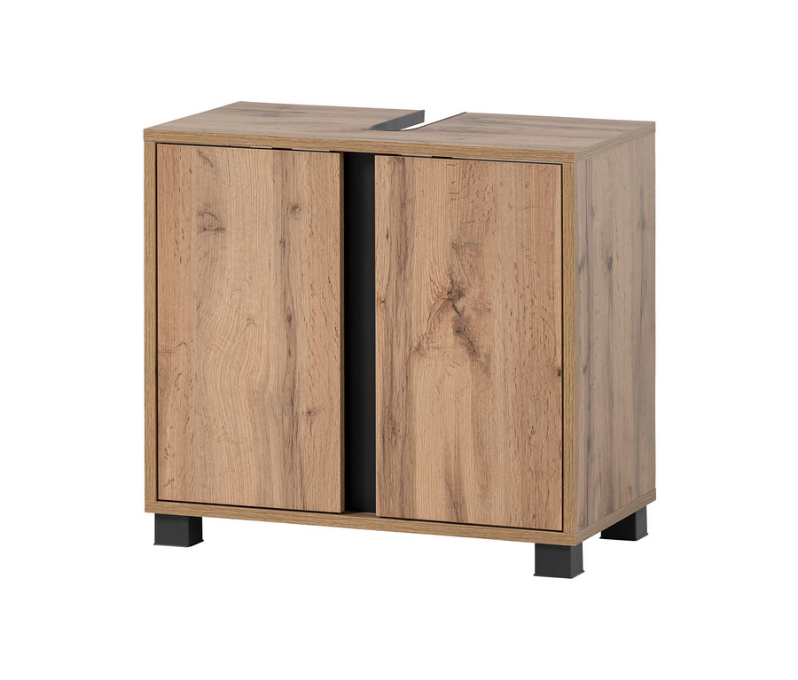 Waschbeckenunterschrank »Dex«, schwarz/eiche.