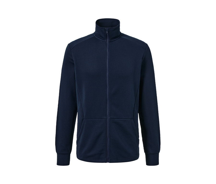 Dunkelblaue Funktionsjacke mit Reißverschluss.