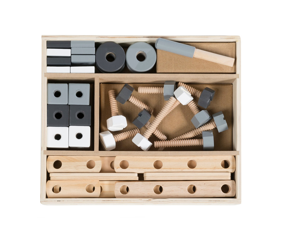 roba Holzbaukasten, 48-teilig in Holzkiste.