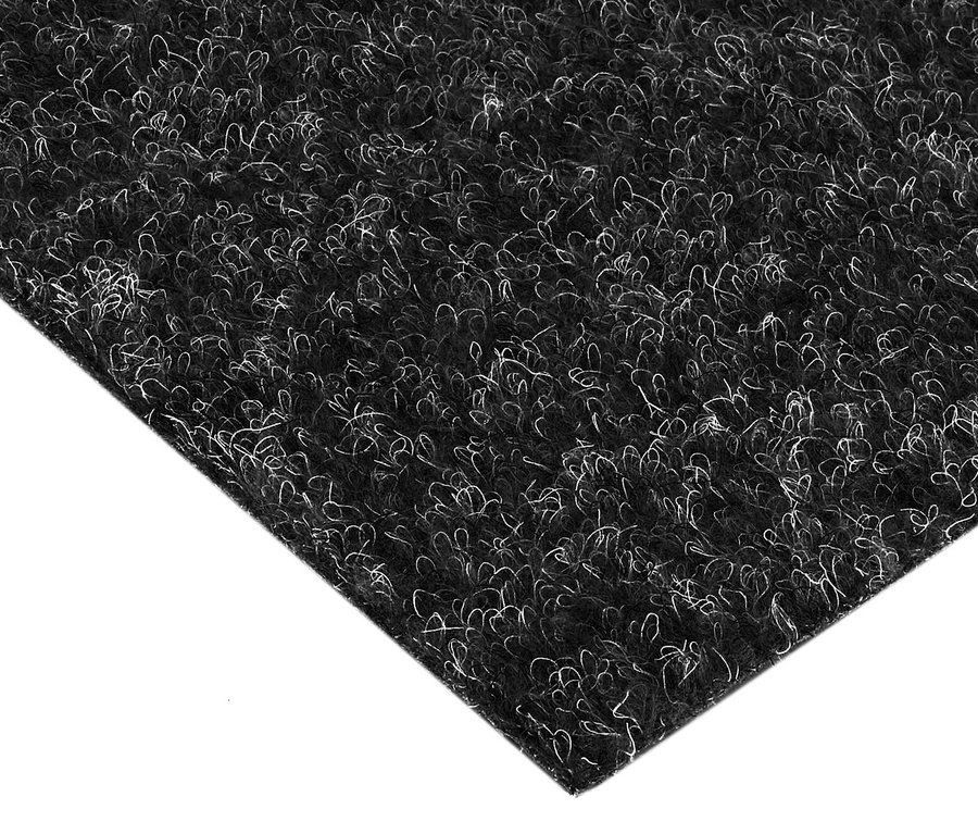 Detailaufnahme eines anthrazitfarbenen Primaflor Rasenteppichs »Park«.