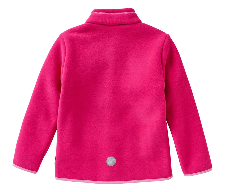 Rückansicht einer JAKO-O Kuschelfleecejacke mit Stehkragen in Fuchsia.
