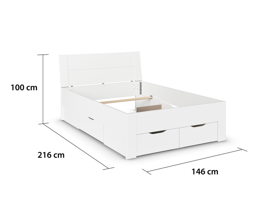Weißes rauch Bett »Aditio Beds«, 140 cm mit Schubladen.