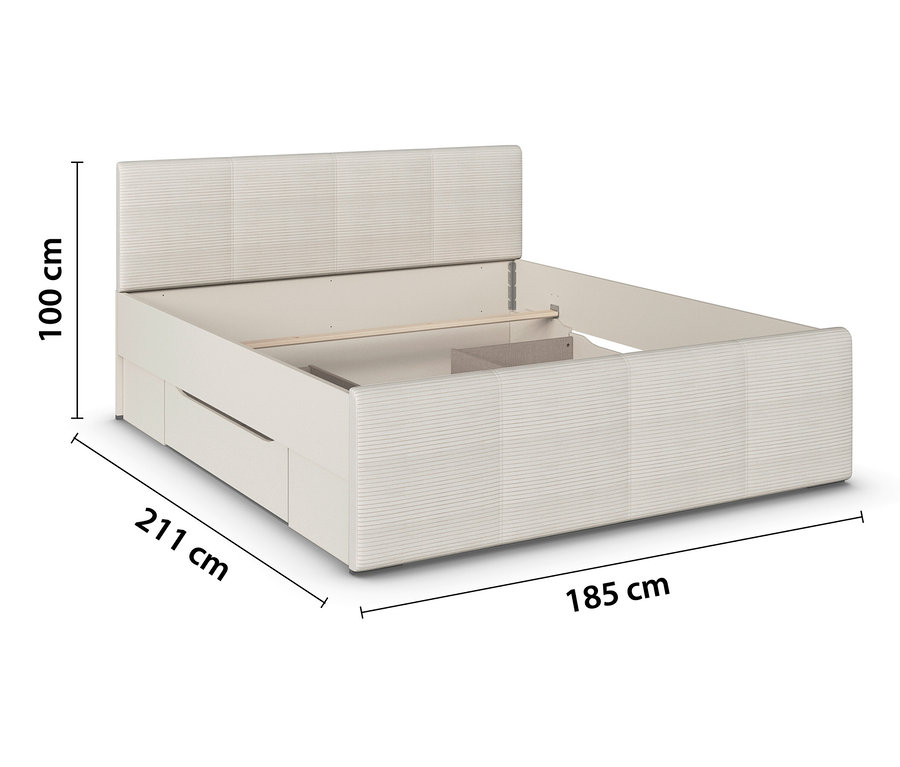 Beiges Bett »Holga« von Rauch mit den Maßen 211 cm x 185 cm und einer Höhe von 100 cm.