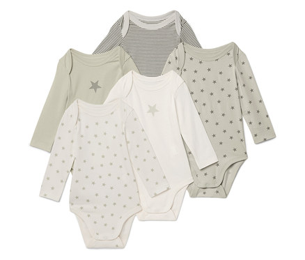 5 Baby-Bodys mit Mitwachsfunktion