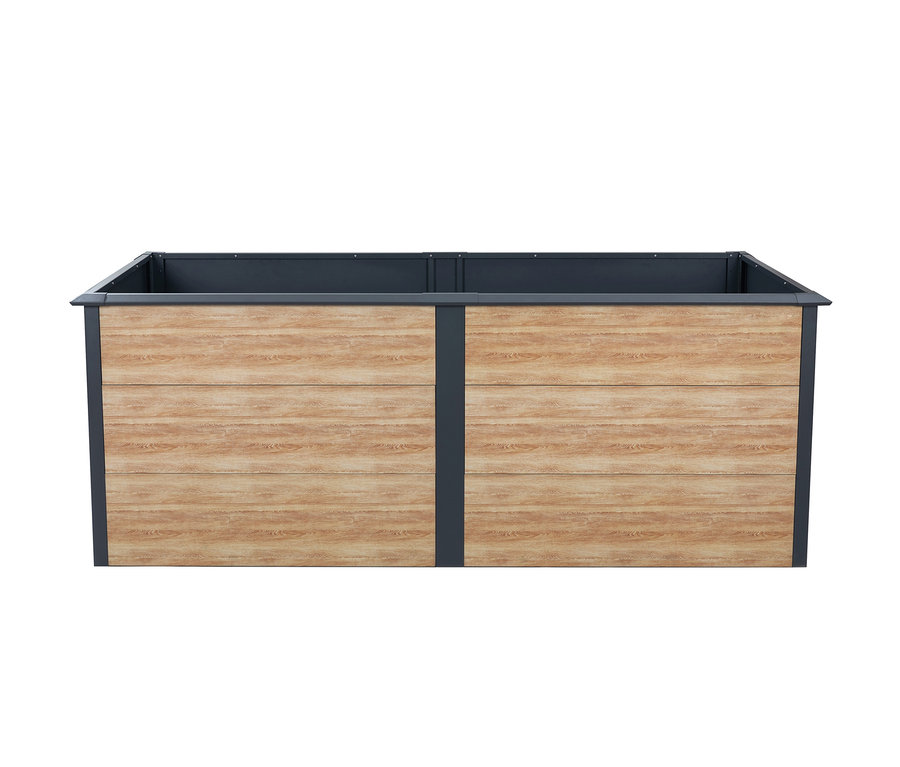 Rechteckiges Hochbeet in Holzoptik mit Schneckenschutz, 200 cm.