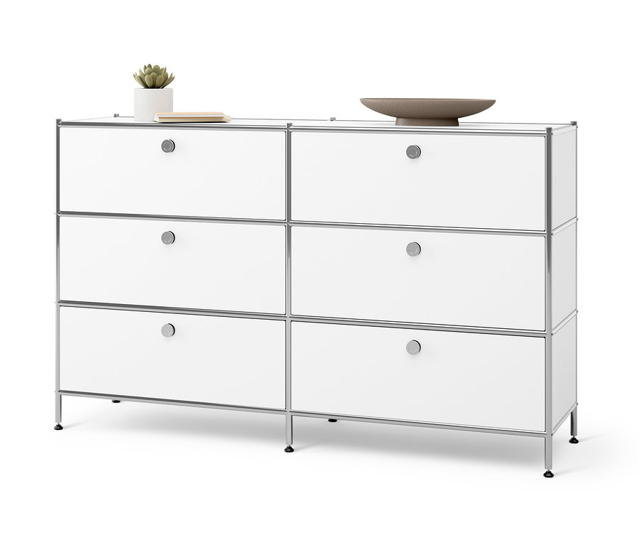 Weiße Kommode Metall »CN3« mit 6 Schubladen.