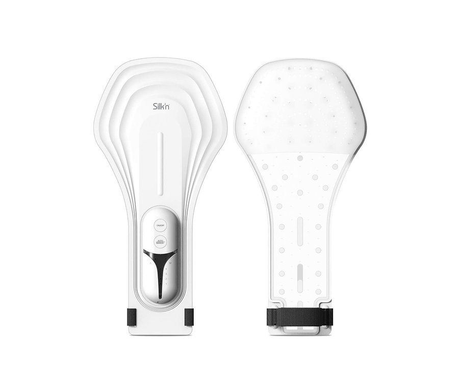 Zwei weiße Silk'n LED Handmasken nebeneinander.