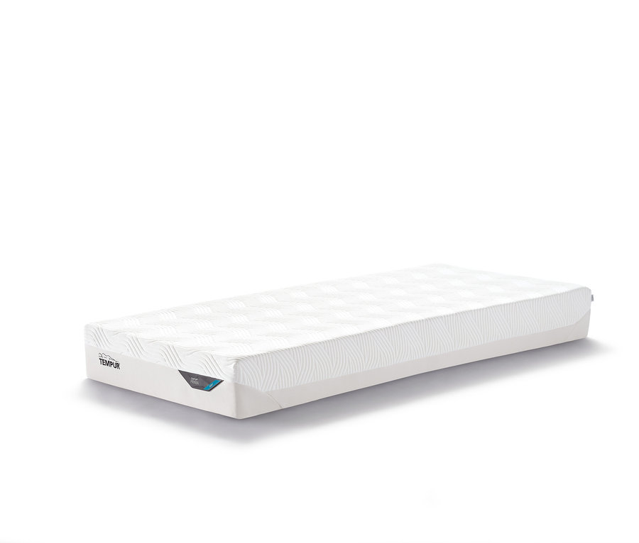 Eine weiße Tempur Matratze Prima soft auf weißem Hintergrund.