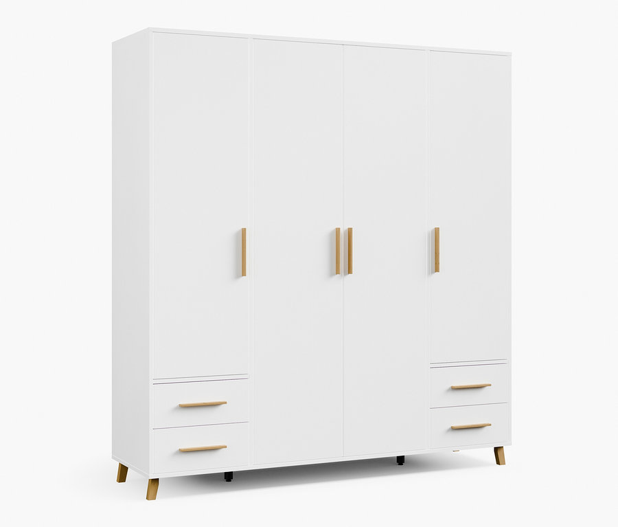 Weißer Rauch Drehtürenschrank »Shinjo«, 4-türig, mit 4 Schubladen.