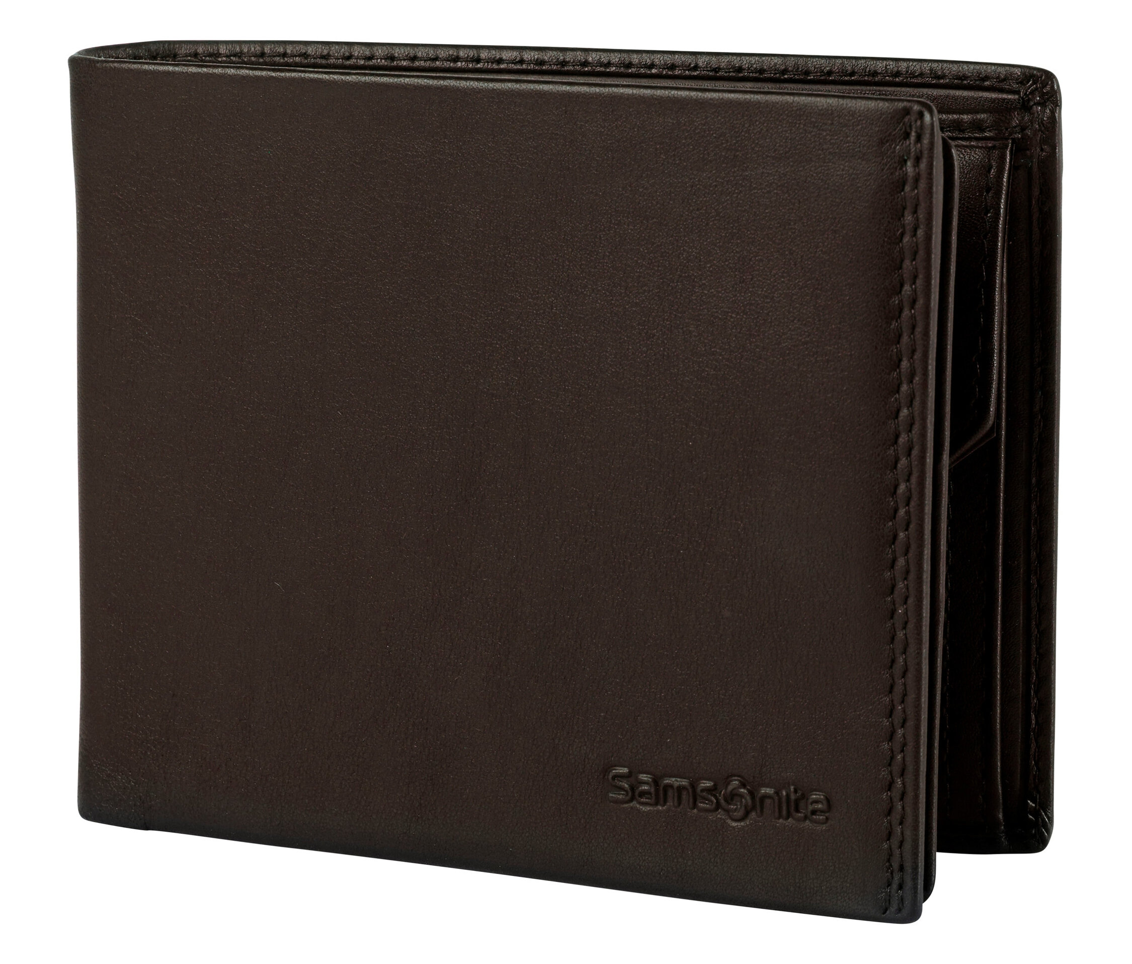 Nahaufnahme einer braunen Samsonite Geldbörse Compact »ATTACK 2 SLG« vor einem neutralen Hintergrund.