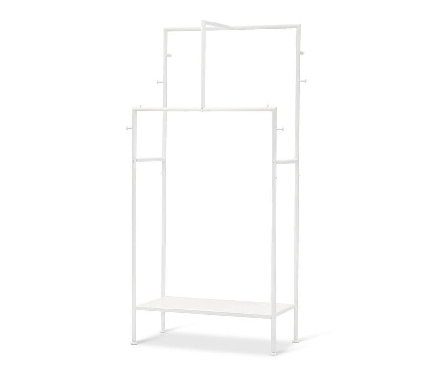 Weißer Garderobenständer.