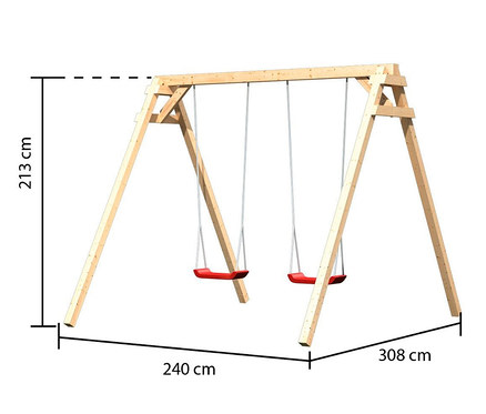 Akubi-Doppelschaukel »Felix« mit roten Sitzen.