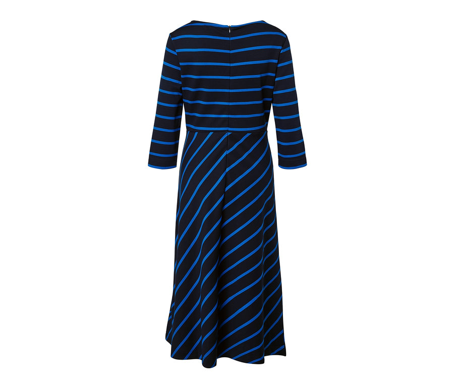 Rückansicht des gestreiften Jerseykleids.