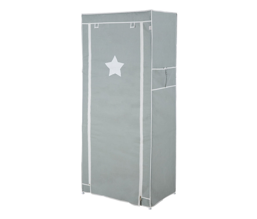 Grauer roba Textil-Kleiderschrank M mit weißem Stern in der Mitte.