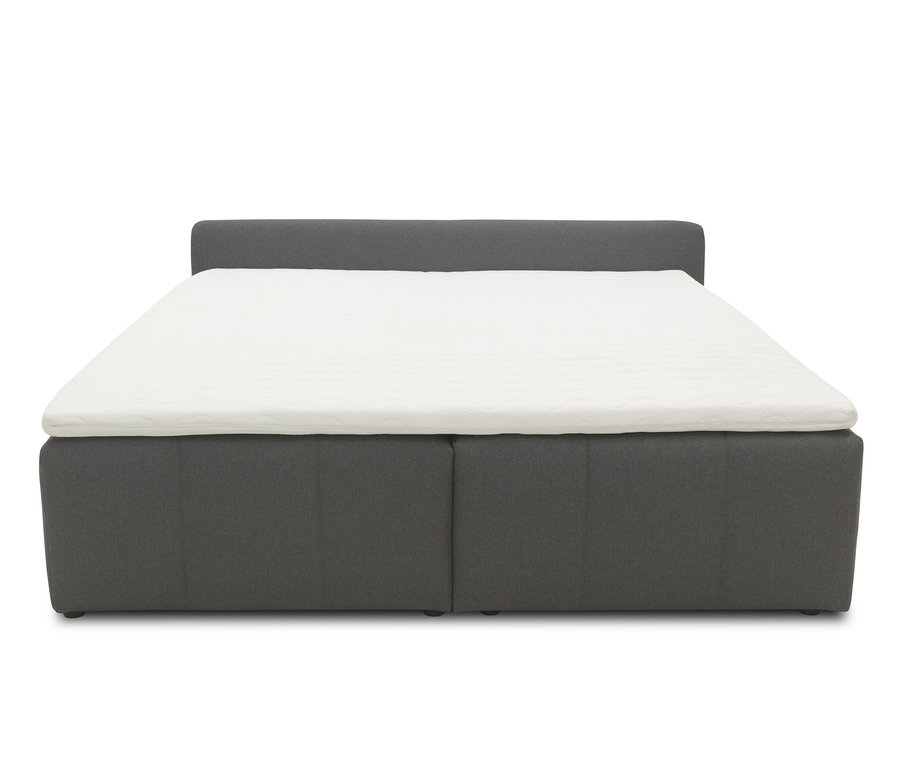 Graues DOMO collection Boxspringbett 180 x 200 cm inklusive Topper.