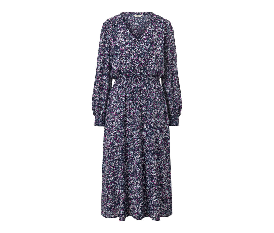 Ganzansicht des floralen Midikleids.