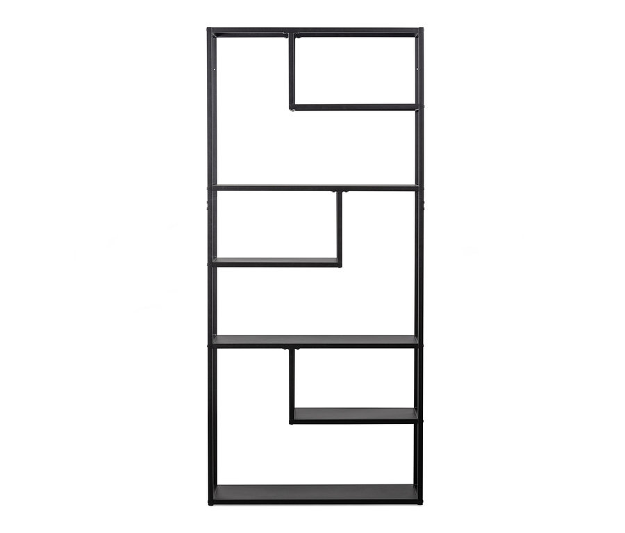Schwarzes Woood Regal »Teun« mit fünf Regalböden.