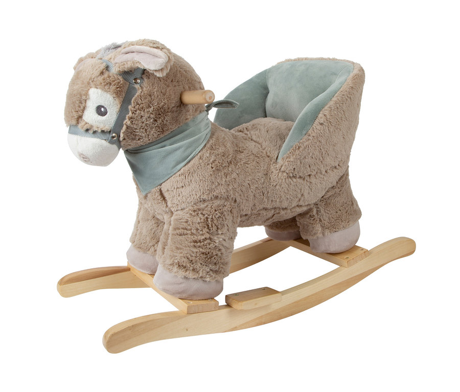 Nahaufnahme von small foot Schaukeltier Esel mit Sitz.