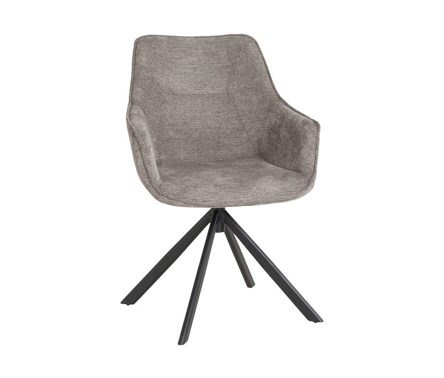 Grauer deVries Diningsessel »San Carlo« mit Armlehnen und schwarzem Metallfuß.