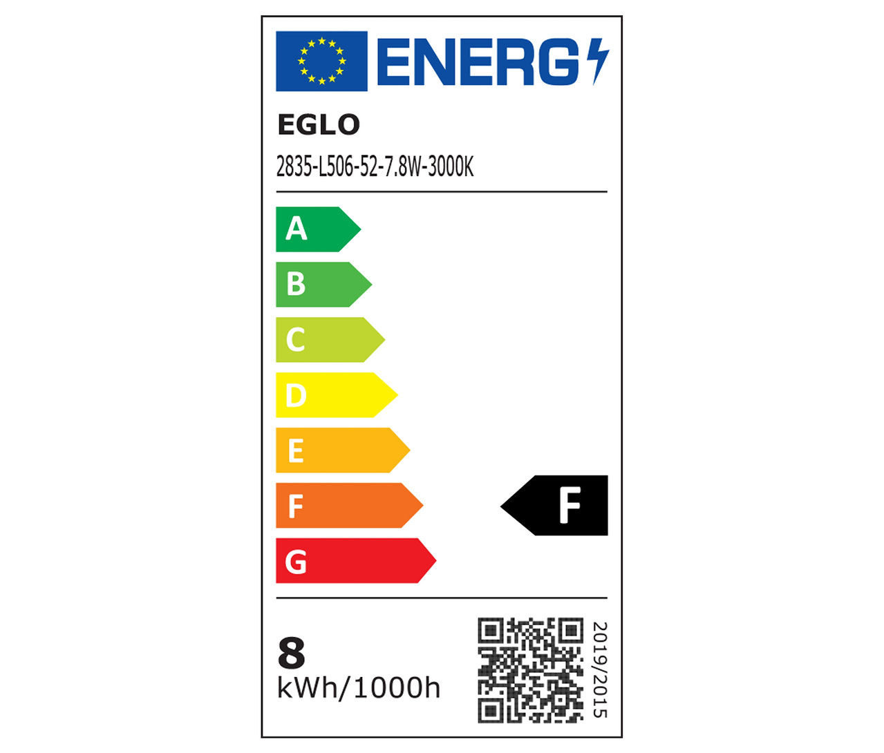 Energielabel der Eglo LED-Wandgarderobe »Cartignano«.