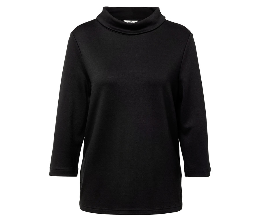 Schwarzes Sweatshirt mit Stehkragen.