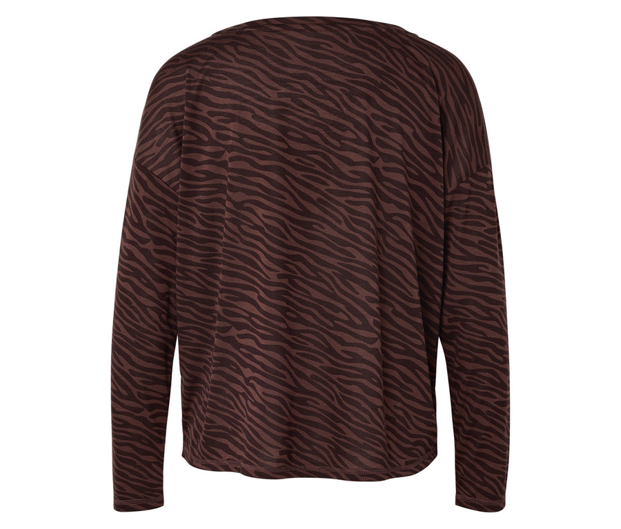 Braunes Langarmshirt mit Animal-Print.