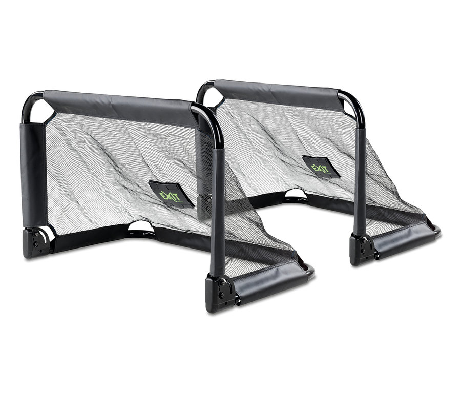 Zwei EXIT Mini-Fußballtore »Pico« mit schwarzem Netz.