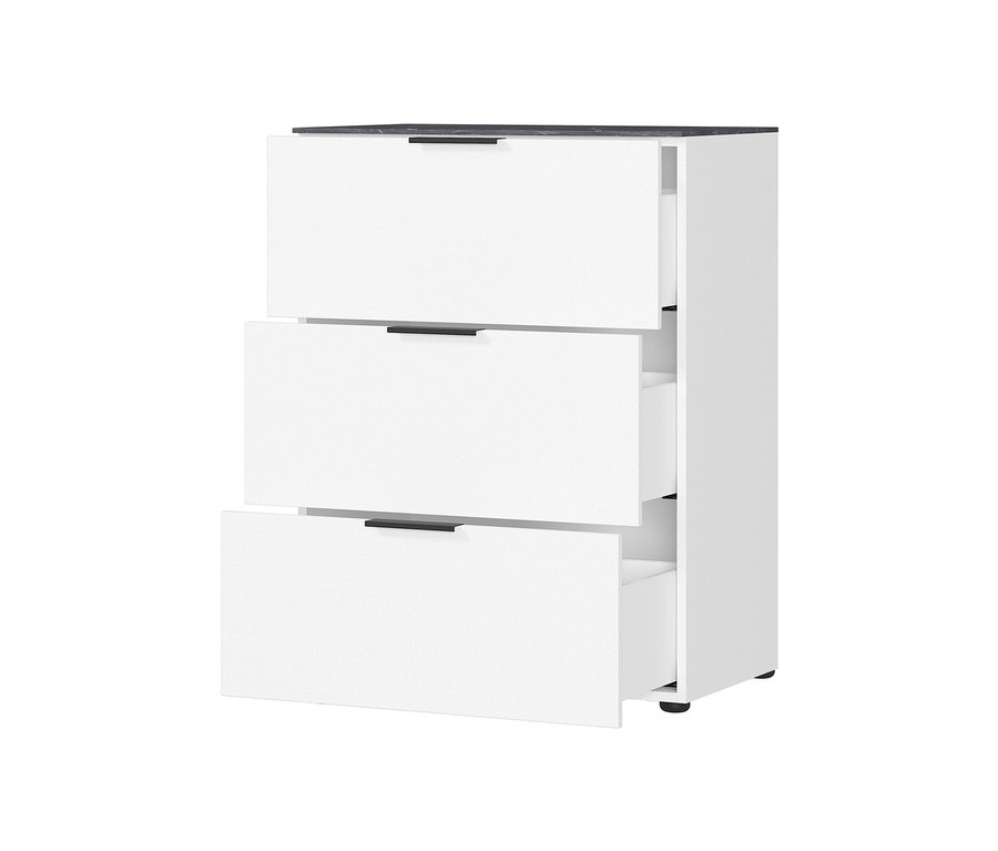 Weiße Kommode »CALIFORNIA« mit Schubladen, einige davon sind geöffnet.