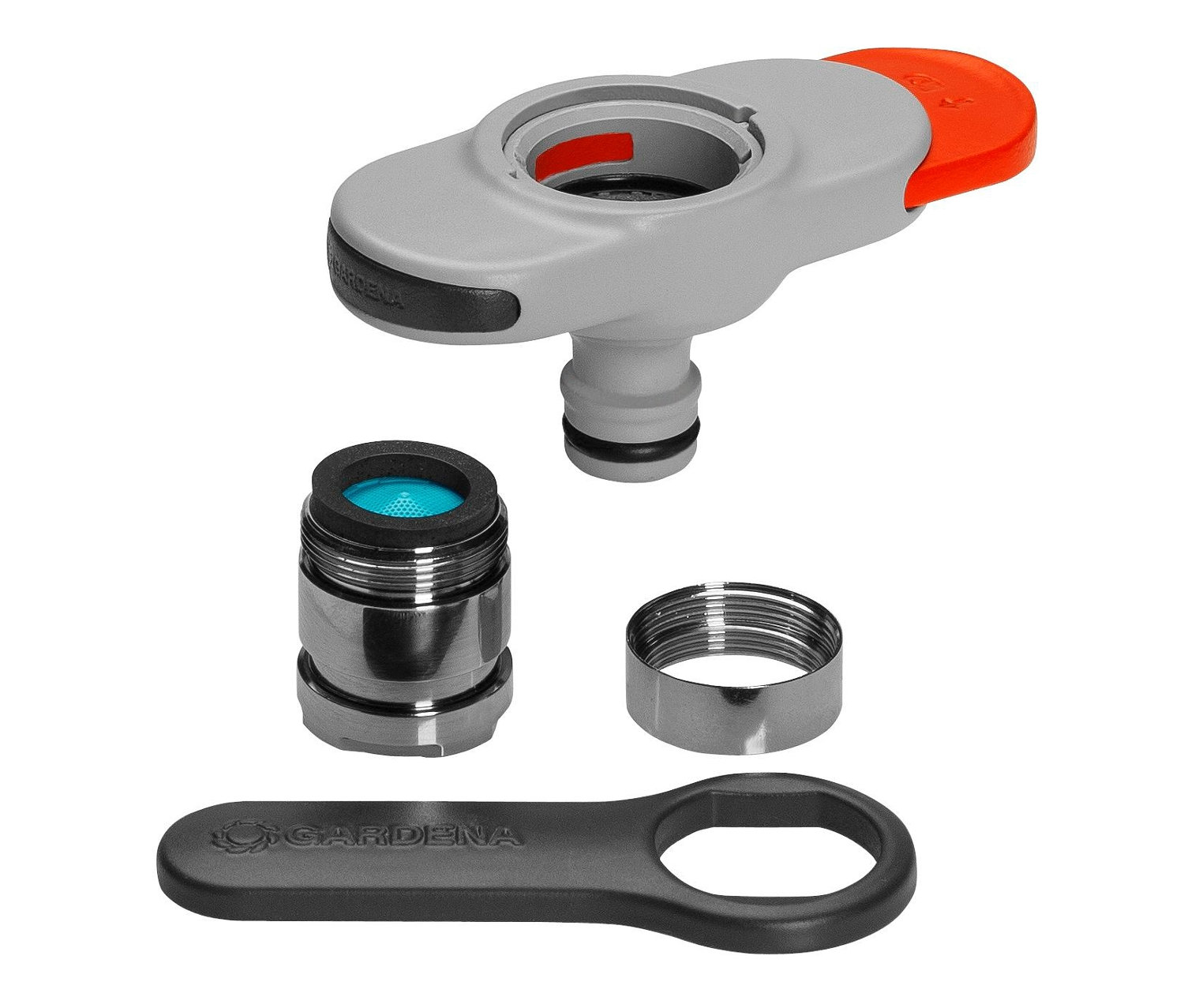 GARDENA »Hahnverbinder Indoor-Wasserhähne« im zerlegten Zustand.