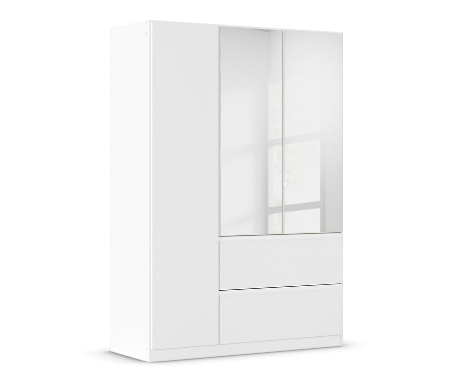 Weißer Drehtürenschrank »Joel« mit Spiegel.