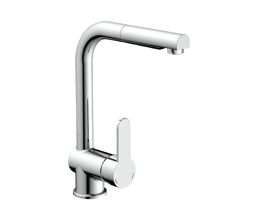 Verchromte Küchenarmatur »London« mit schwenkbarem Auslauf.