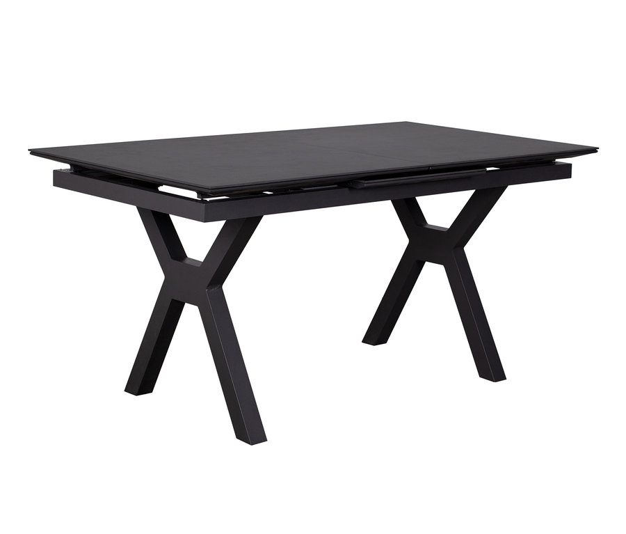 deVries Alu Ausziehtisch, 160/210, steingrau, schwarzer Ausziehtisch