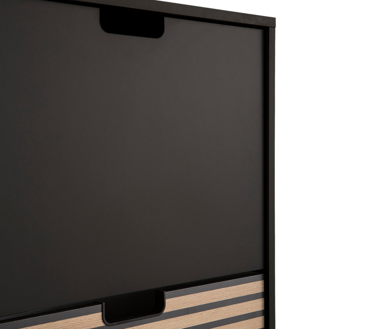 Detailansicht des 2er-Schuhschranks »Ryker« in Mattschwarz.