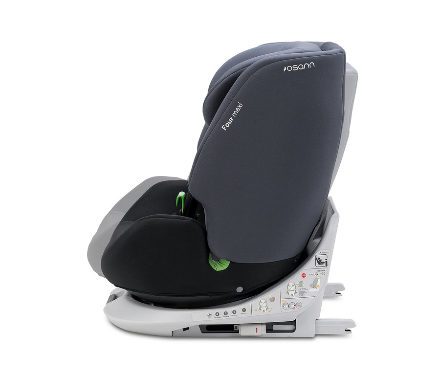 Osann Kinder-Autositz »Four maxi« in Grau und Schwarz, seitlich dargestellt.