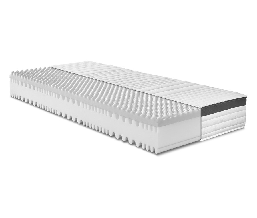 Detailaufnahme einer Badenia-7-Zonen-Kaltschaummatratze mit unterschiedlichen Härtegraden.