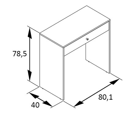 Abmessungen des Frisiertischs »Hilda« sind 78,5 x 80,1 x 40 cm.