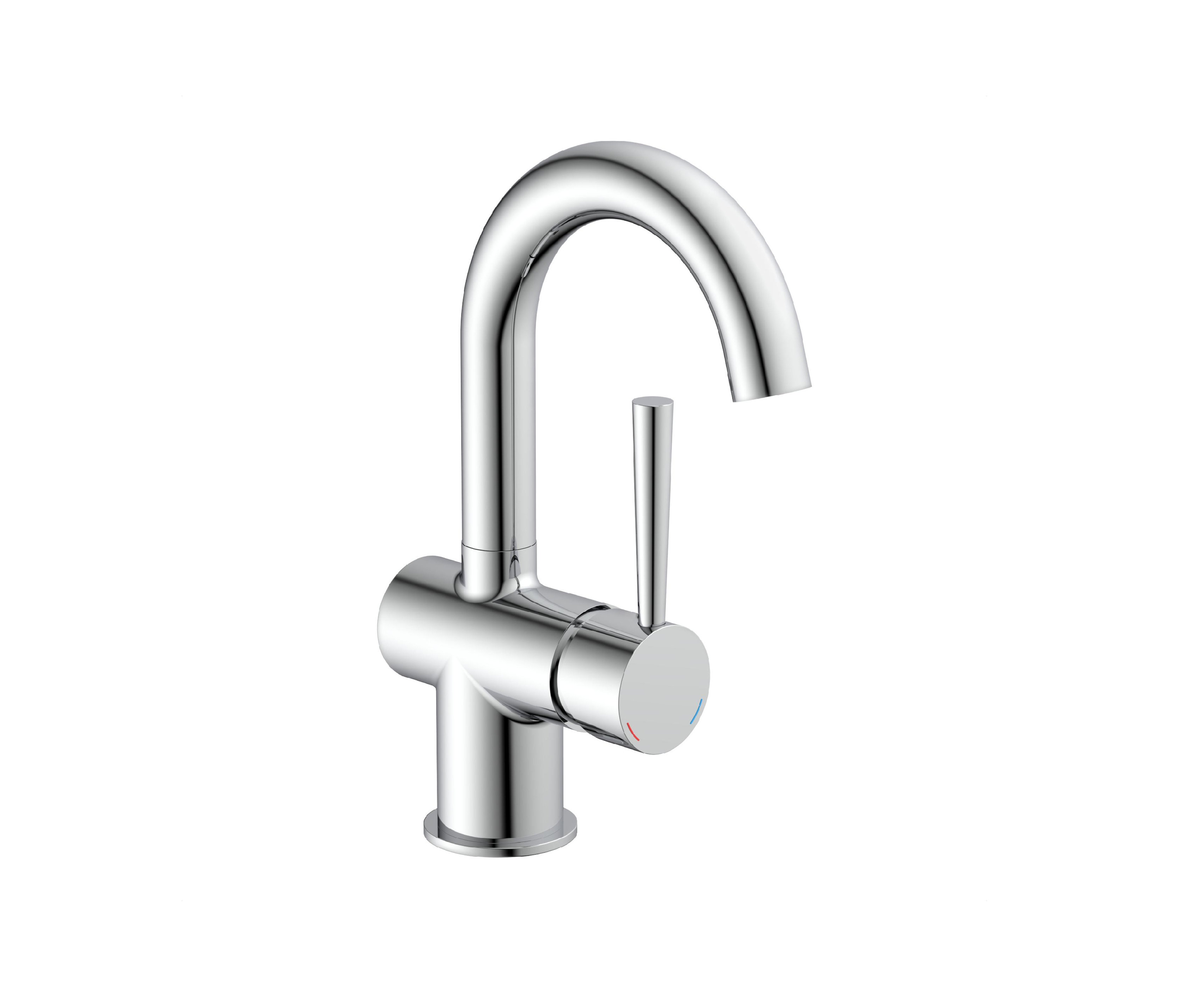 Verchromte Waschtischarmatur »Cornwall« vor weißem Hintergrund.