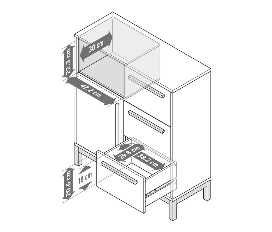 Abmessungen des Bad-Sideboards »Eklund« in Anthrazit.