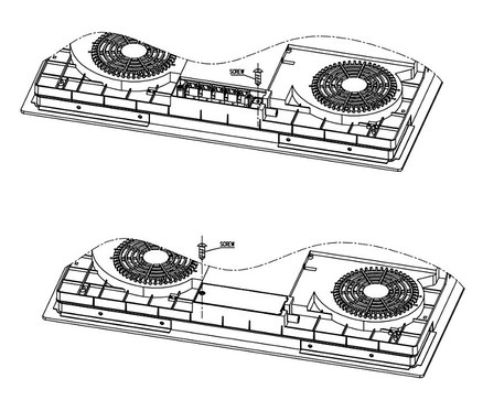 Schwarz-weiße Zeichnung von zwei Respekta KM4295i-28 rahmenlosen Induktionskochfeldern.