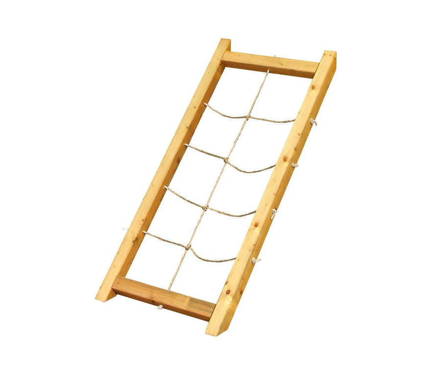 Kletterwand aus Karibu Kinderspielturm-Mega-Set »Lotti« mit Seilnetz.