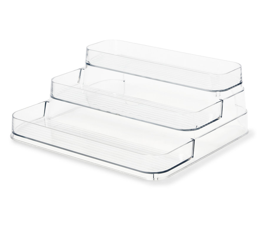Transparenter, dreistufiger Organizer.