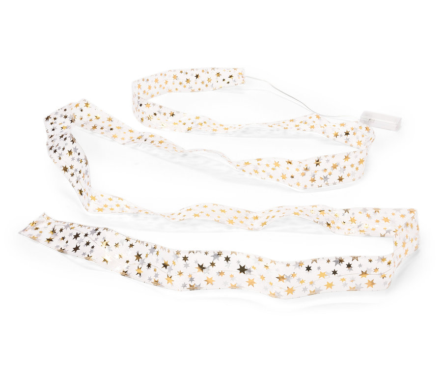 Ein LED-Dekoband auf einem weißen Hintergrund.