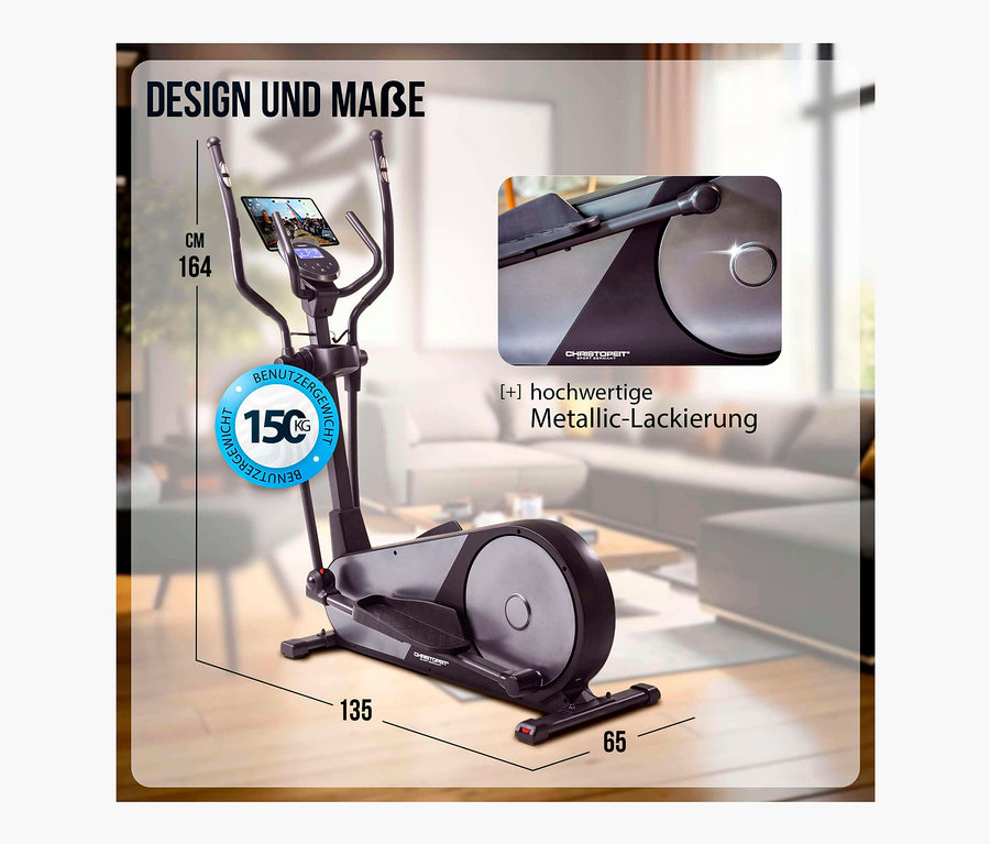 Schwarzer Christopeit Sport Crosstrainer-Ergometer »EL 8000« steht im Wohnzimmer.