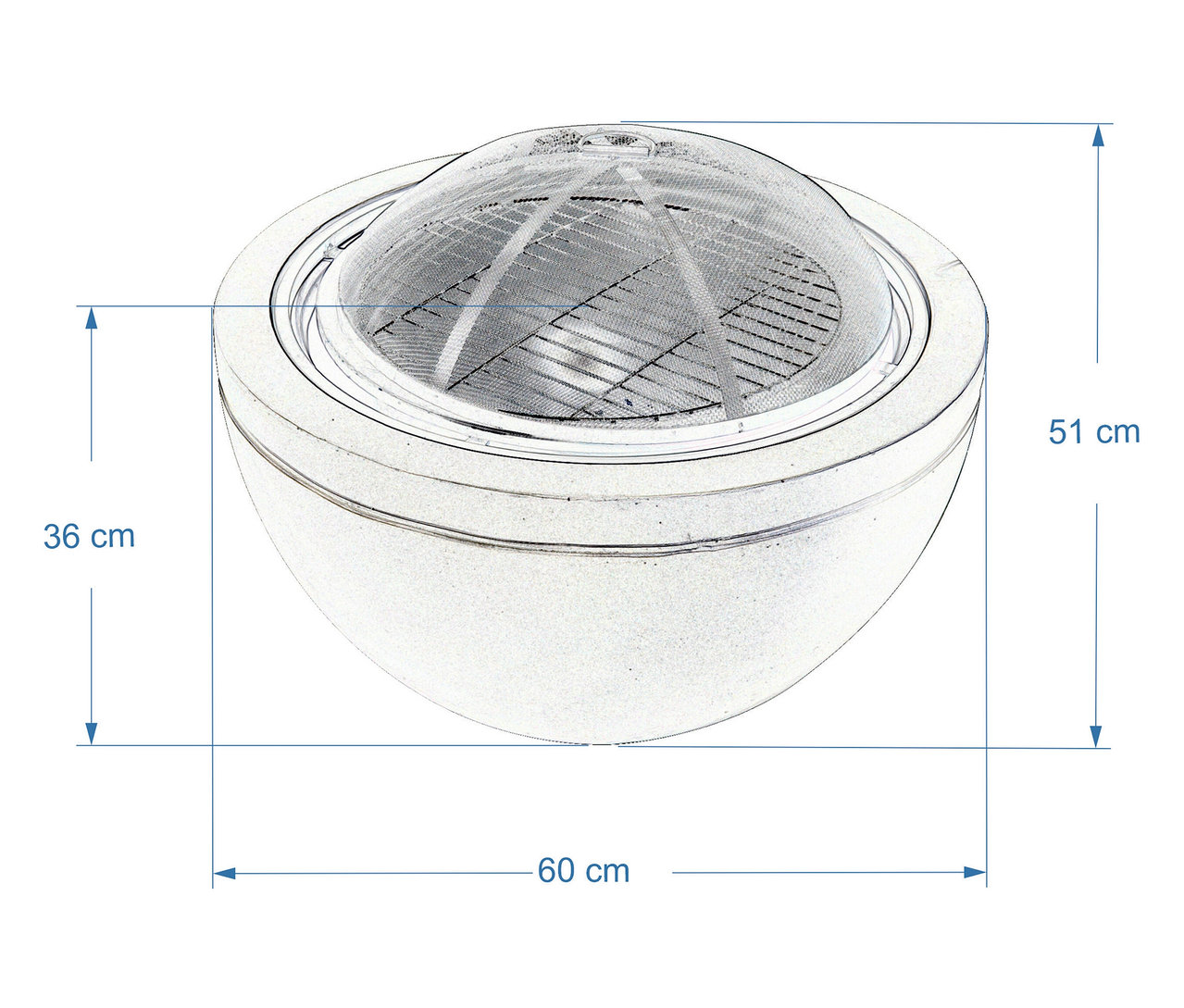 Buschbeck Feuerschale »Madrid«, Ø 60 cm mit Maßangaben.