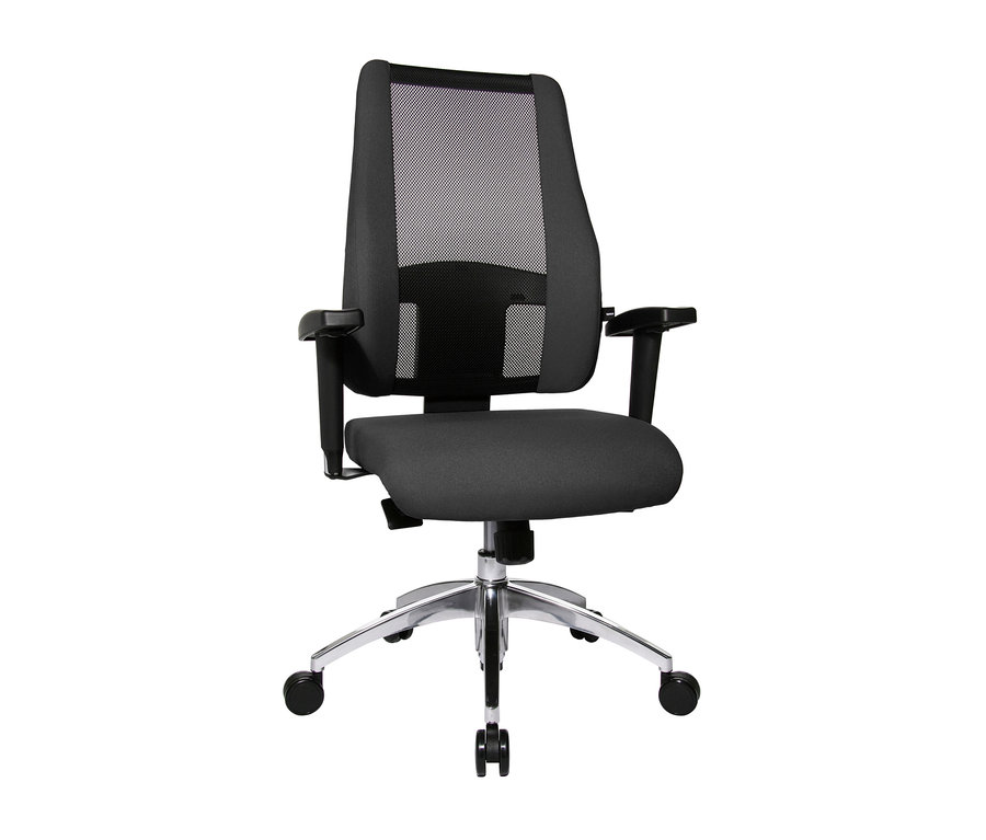 Anthrazitfarbener Drehstuhl »Air Syncro« mit Rollen.