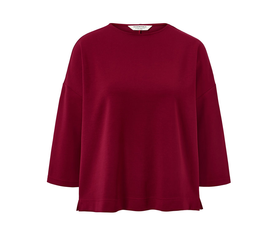 Bordeauxrotes Sweatshirt mit 3/4-Arm.