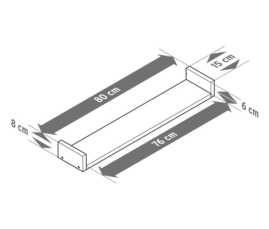 Diagramm eines Wandregals, ca. 80 cm.