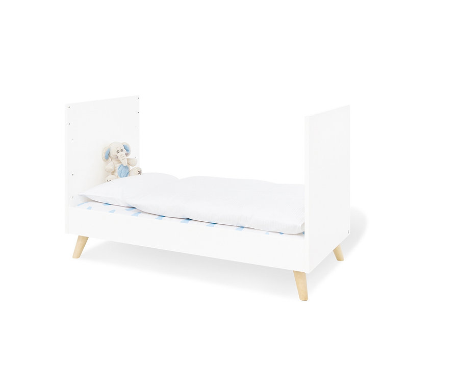 Weißes Pinolino Babybett »Move« mit Elefant Stofftier.